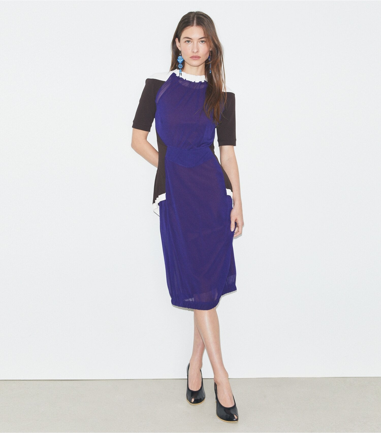 Colorblock Sheer Jersey Dress