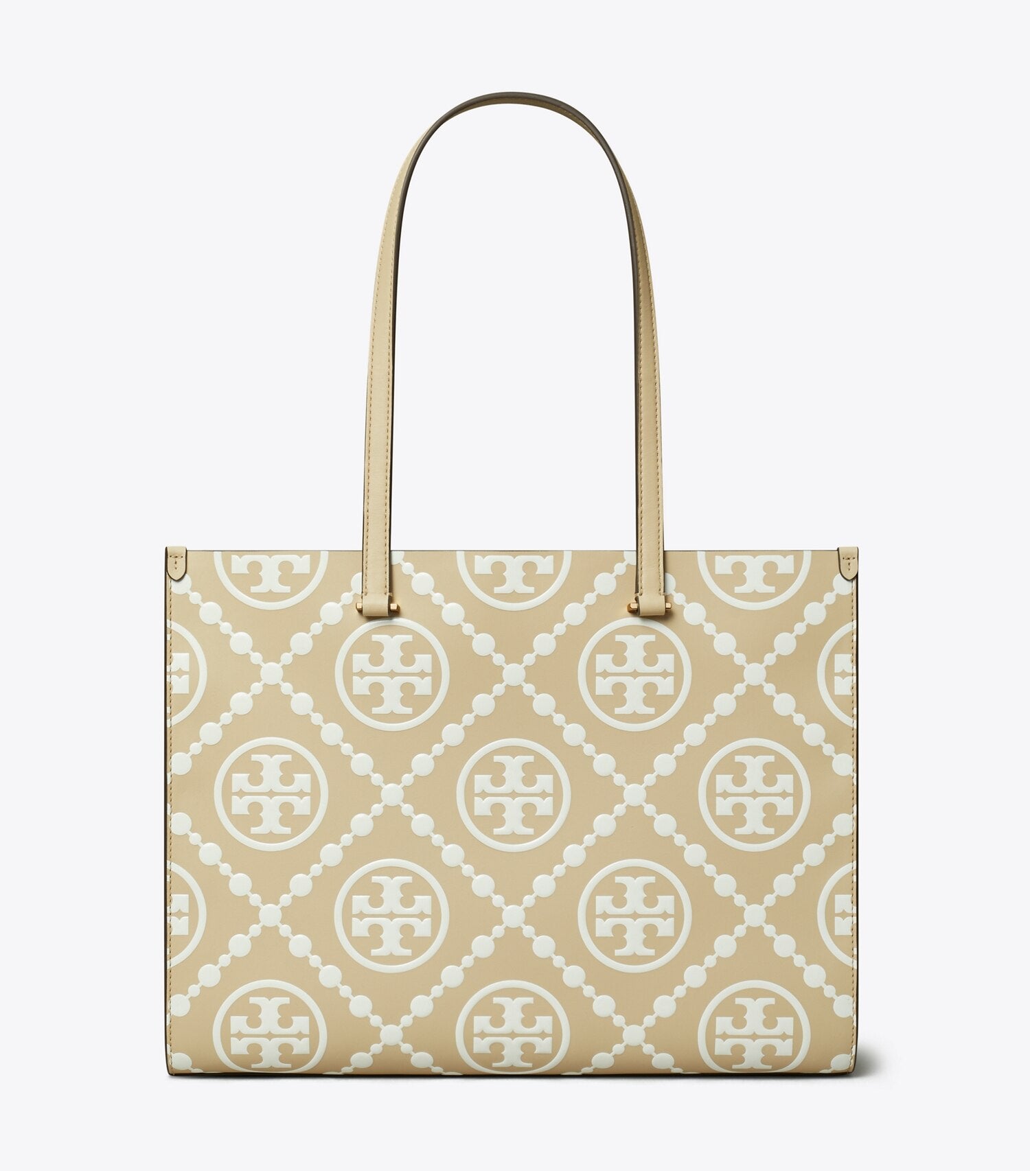 T Monogram Contrast Embossed Tote