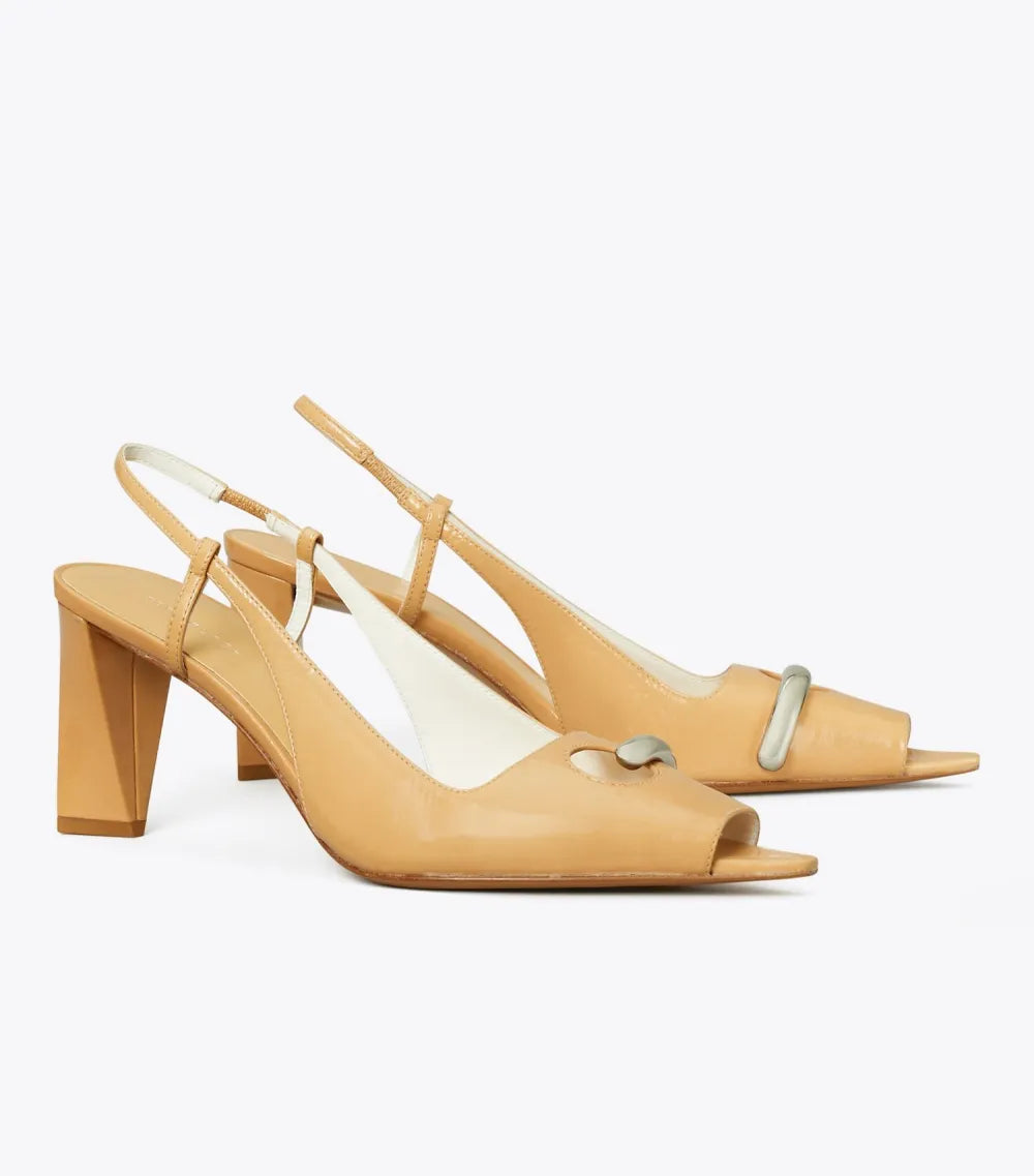 Pierced Peep-Toe Slingback