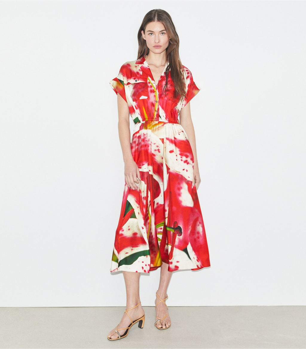 Printed Silk Twill Shirtdress