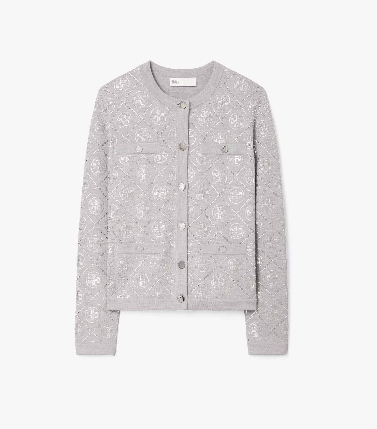 T Monogram Embellished Kendra Cardigan