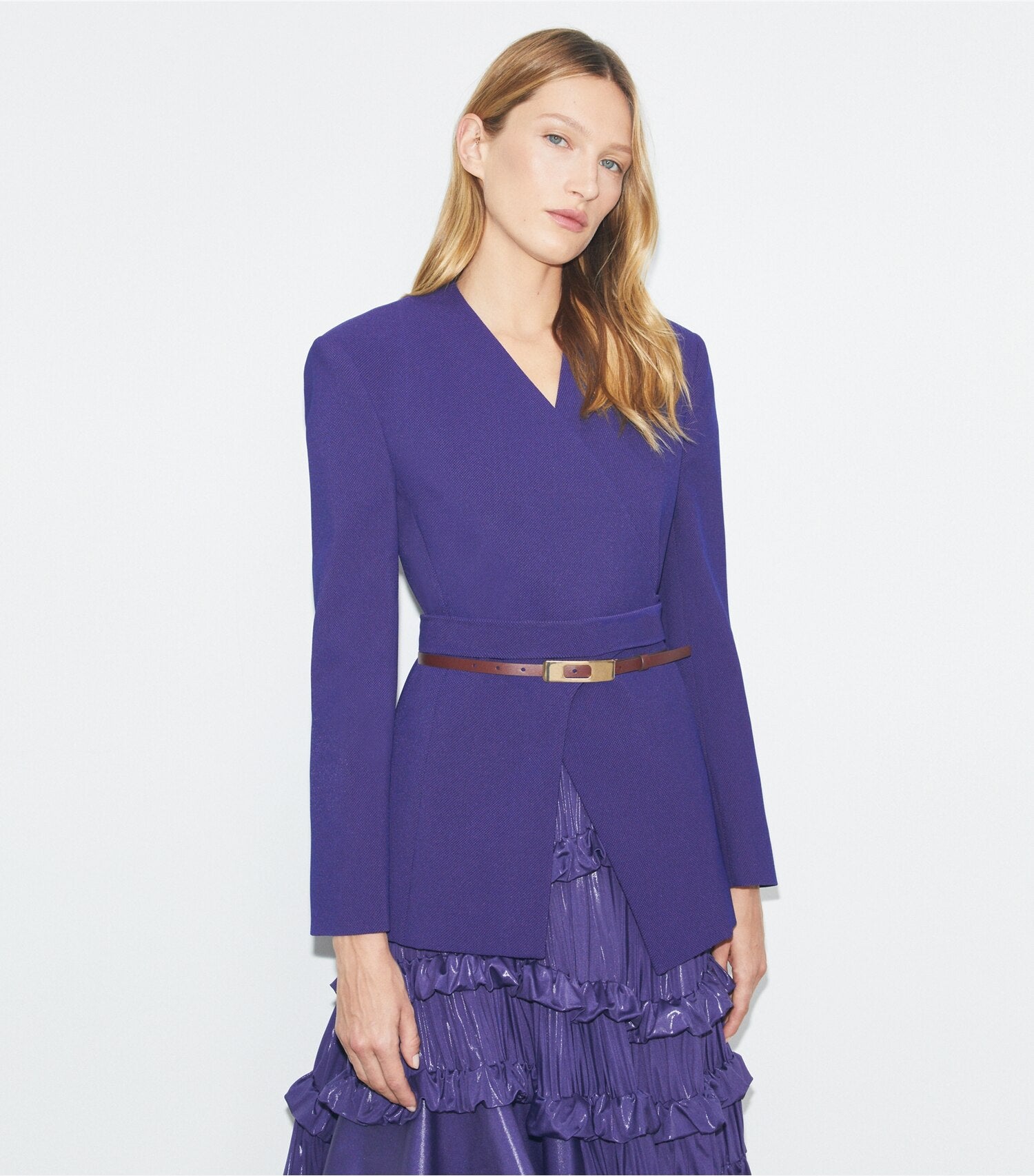 Asymmetrical Pique Wrap Jacket