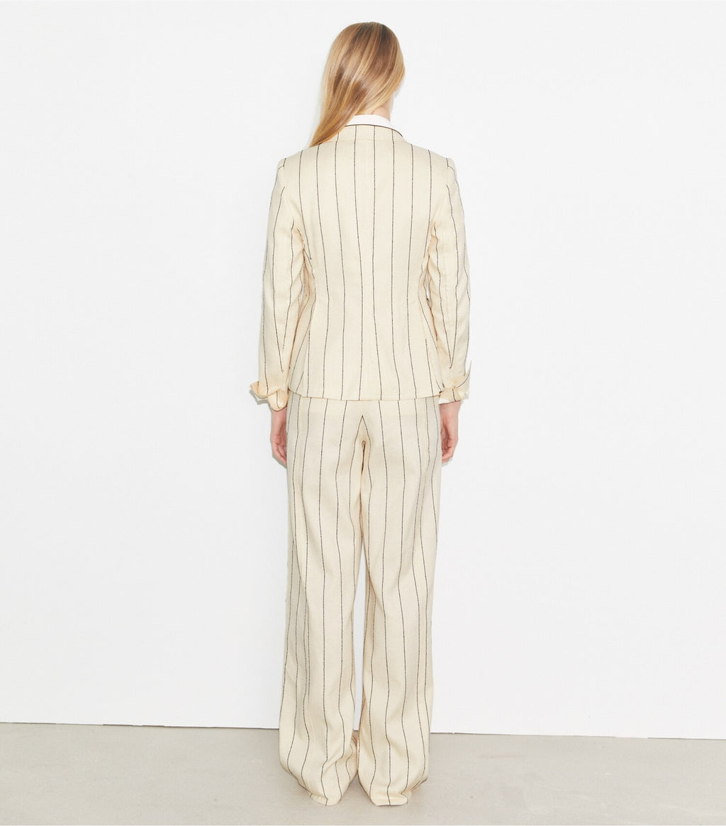 Striped Cotton Wide-Leg Pant
