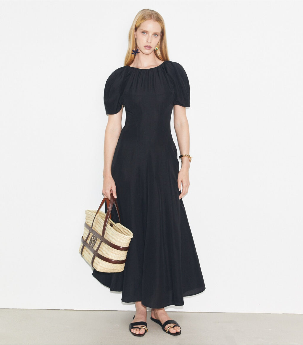 Balloon Sleeve Linen Dress