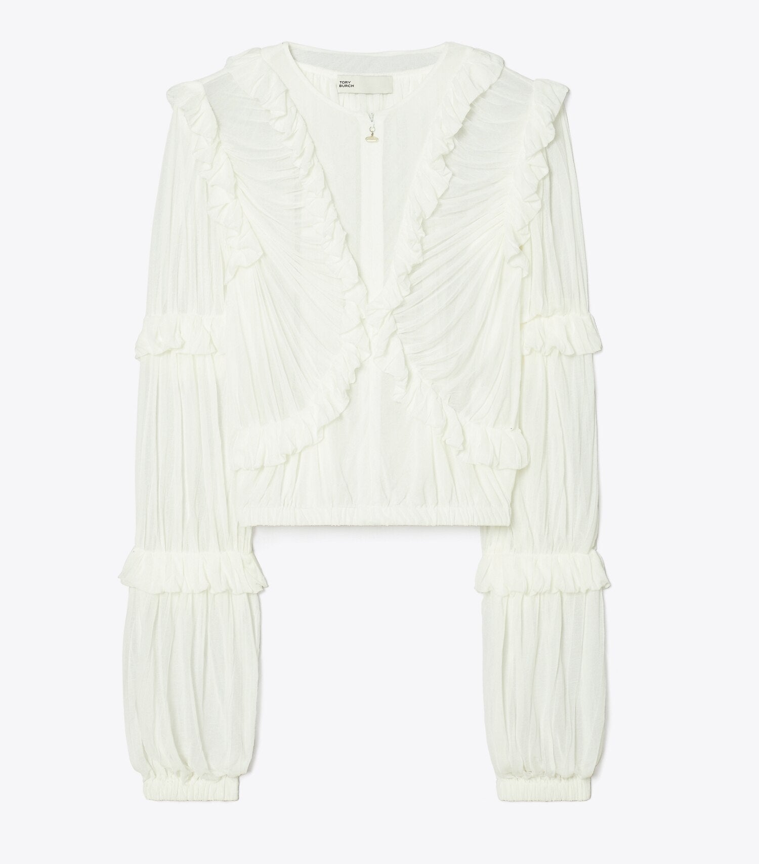 Sheer Jersey Ruffle Top