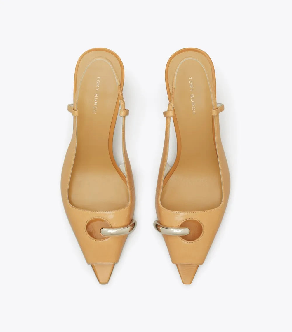 Pierced Peep-Toe Slingback