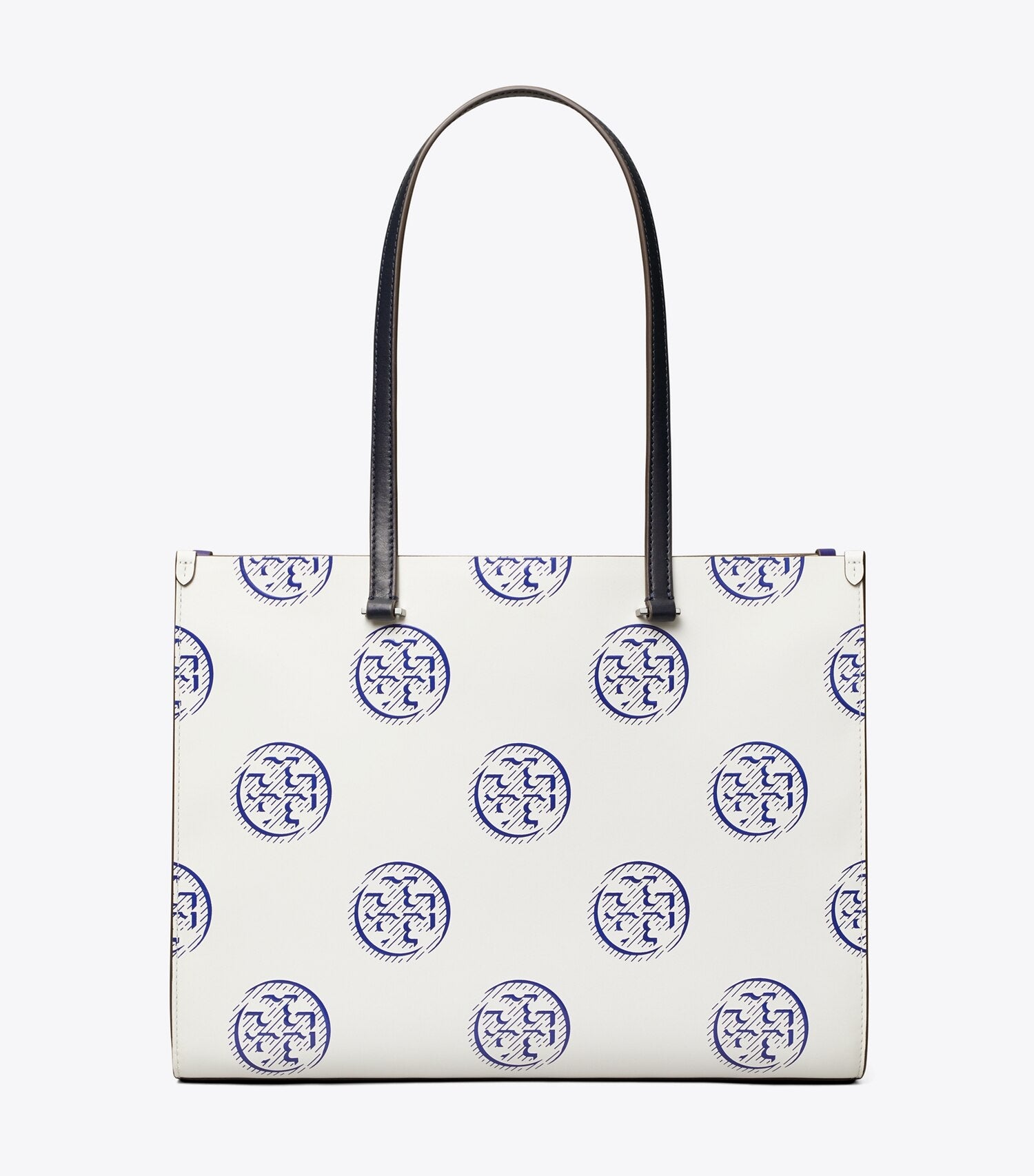 T Monogram Contrast Embossed Tote