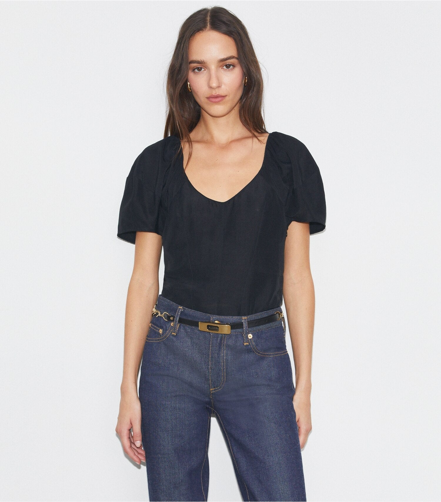 Balloon Sleeve Viscose Top