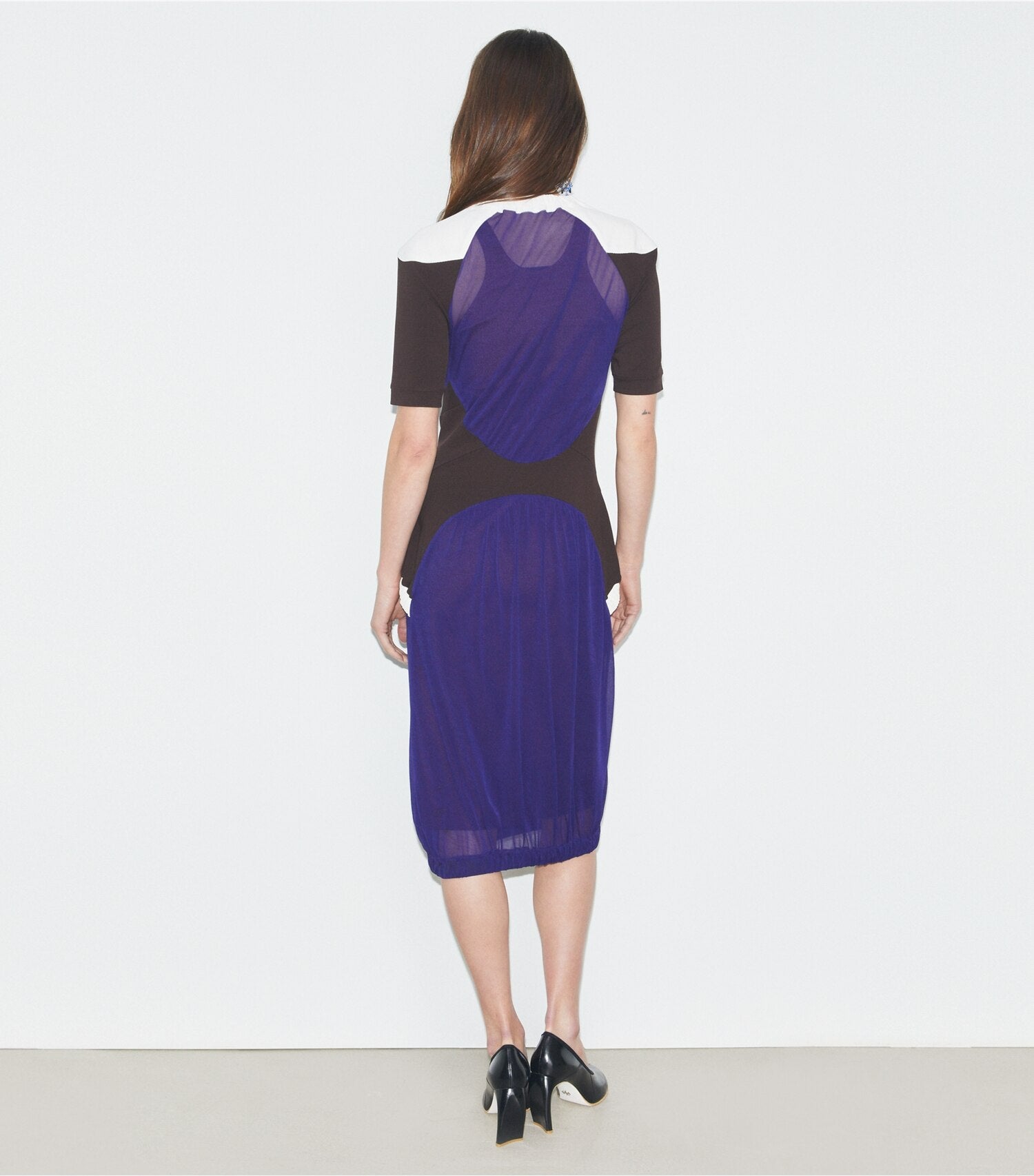Colorblock Sheer Jersey Dress