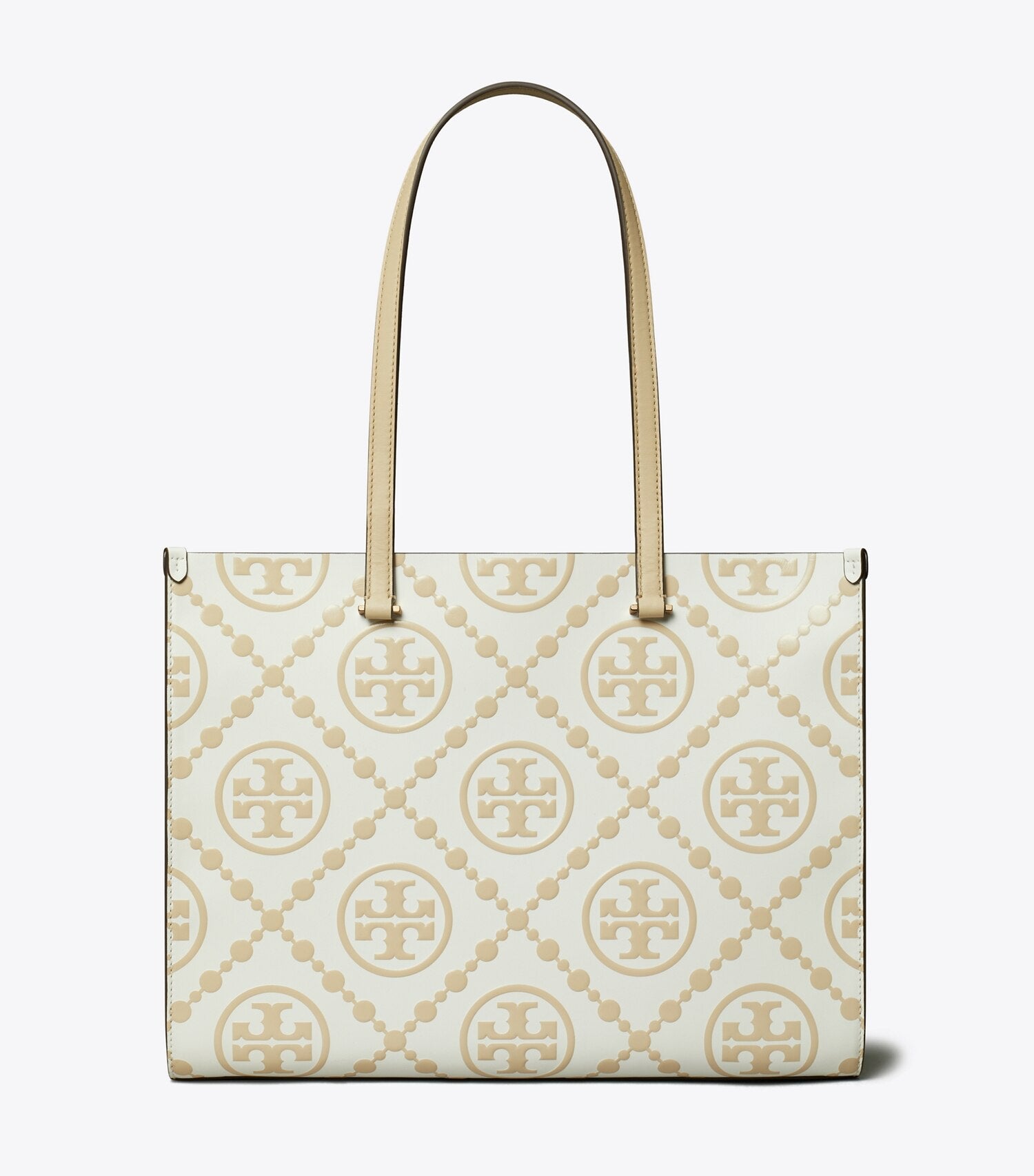 T Monogram Contrast Embossed Tote