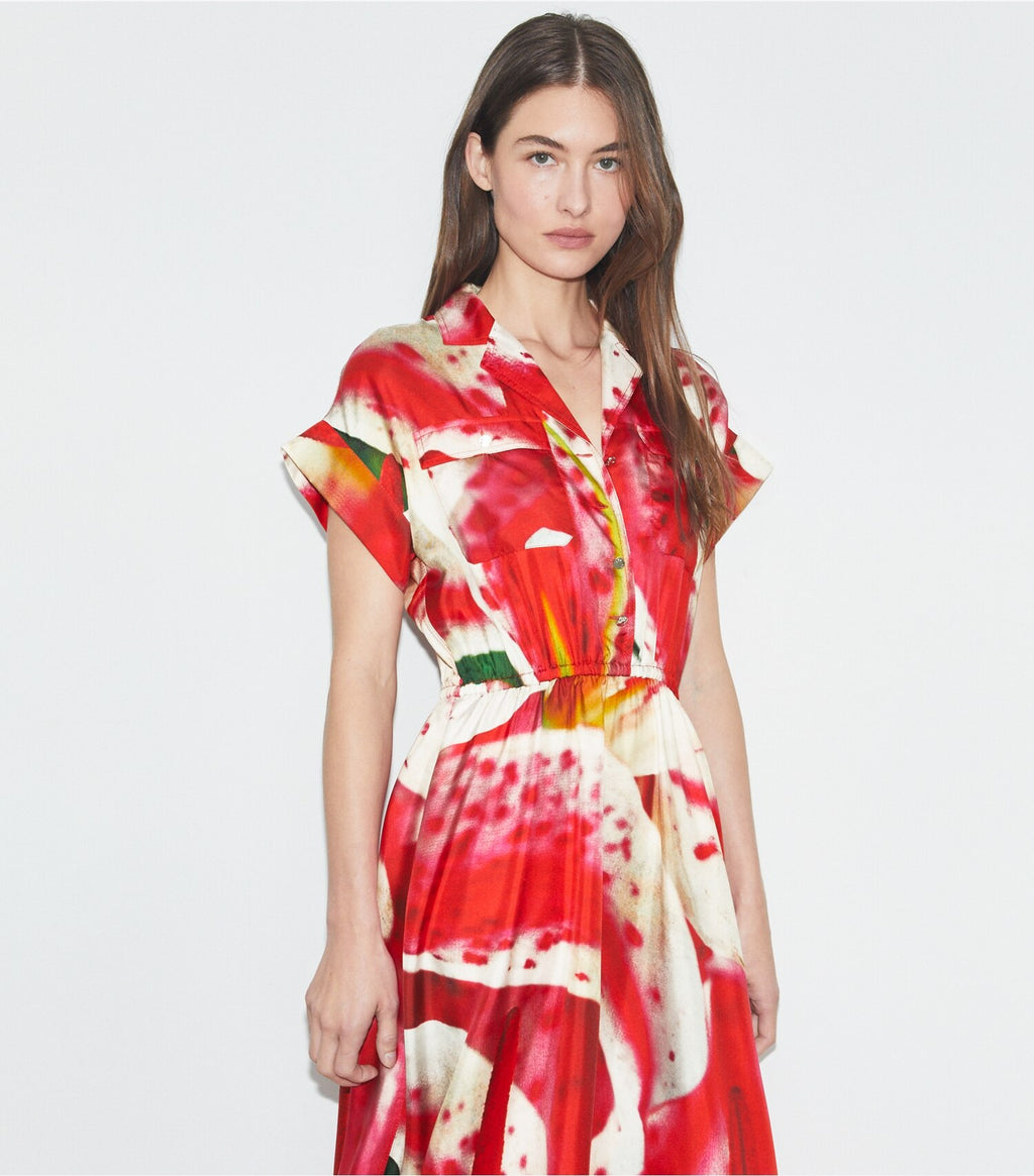 Printed Silk Twill Shirtdress