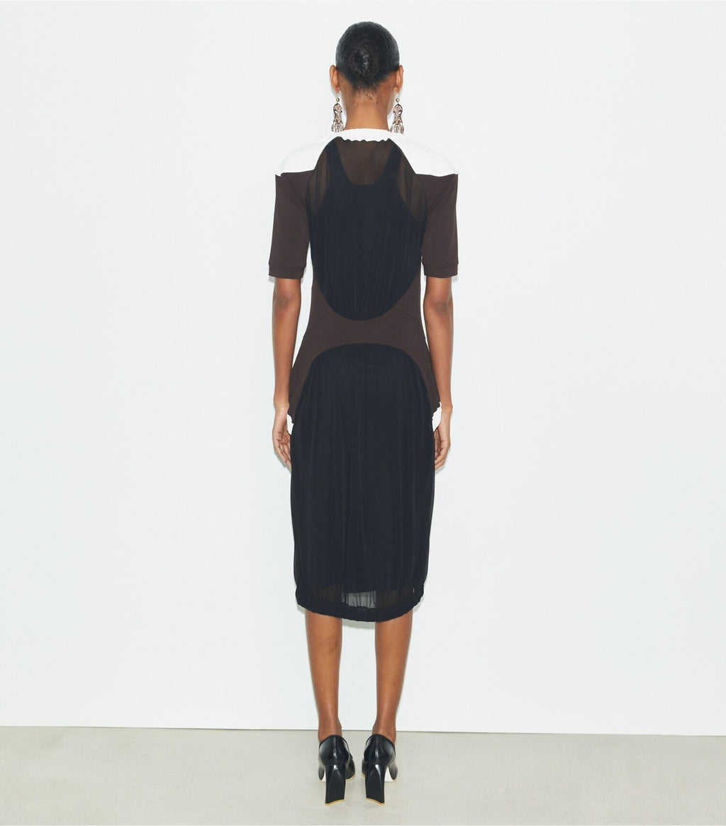 Colorblock Sheer Jersey Dress