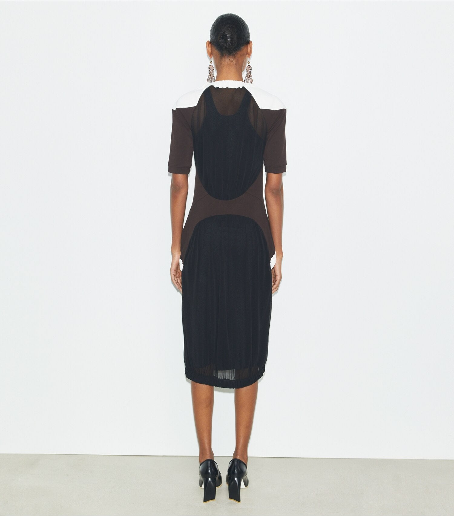 Colorblock Sheer Jersey Dress