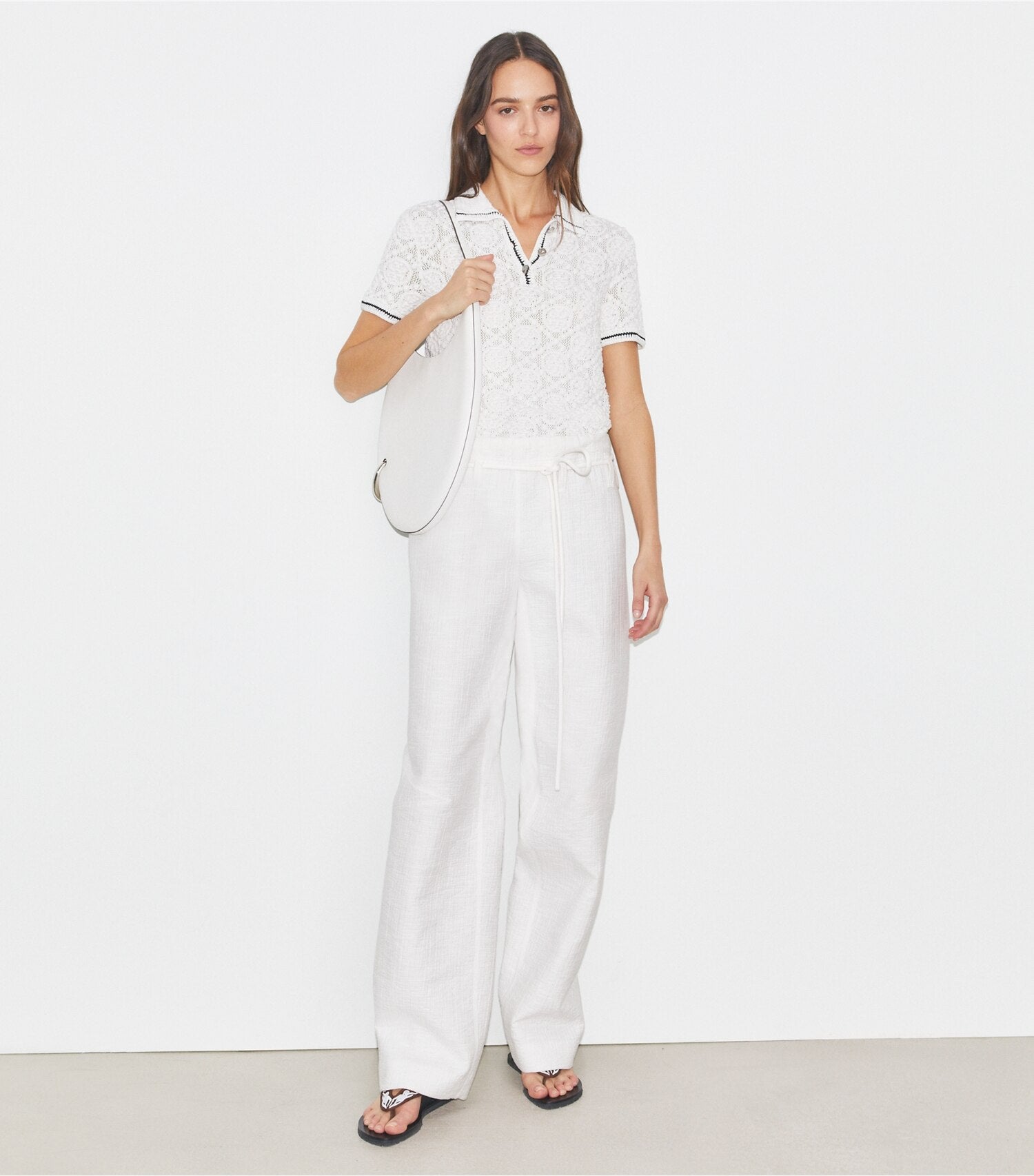 Cotton Lace Polo Top