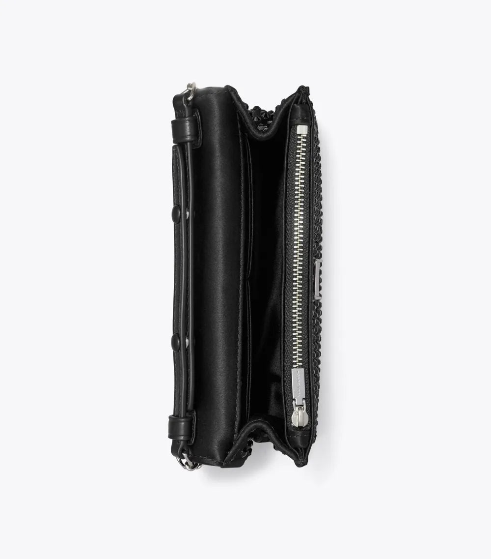 Mini Kira Satin Embellished Top-Handle Chain Wallet