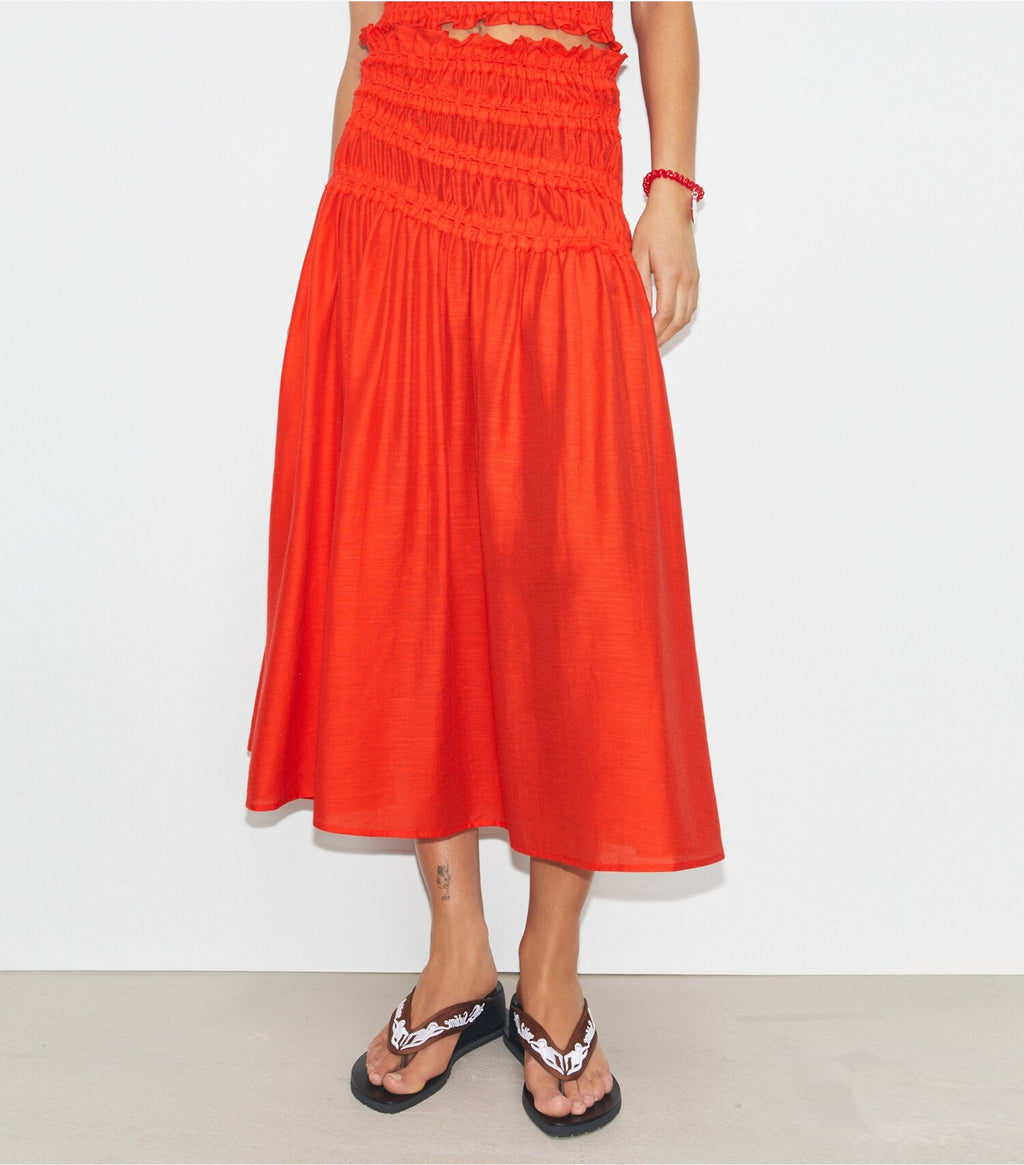 Smocked Viscose Skirt