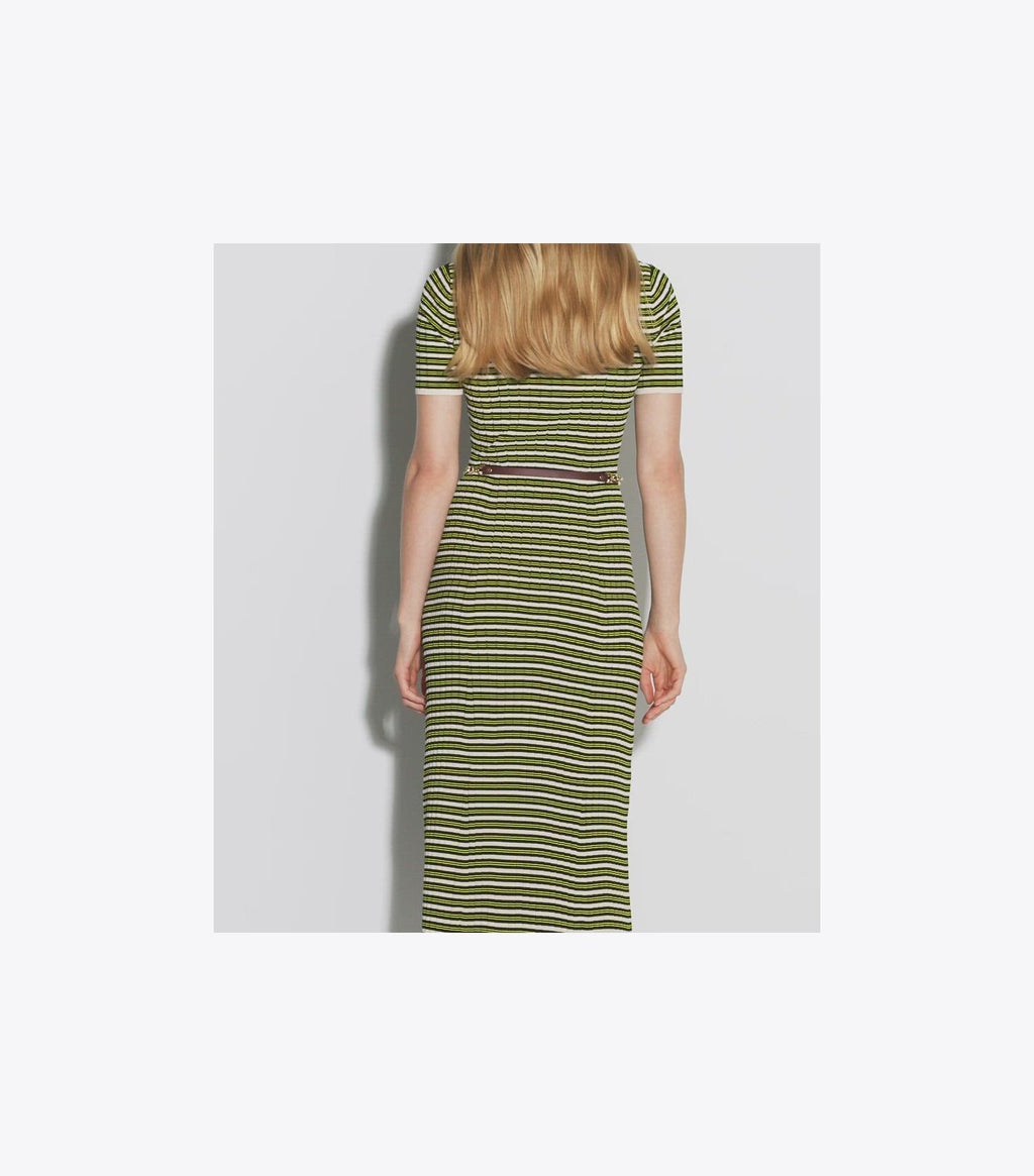 Stripe Knit Polo Dress