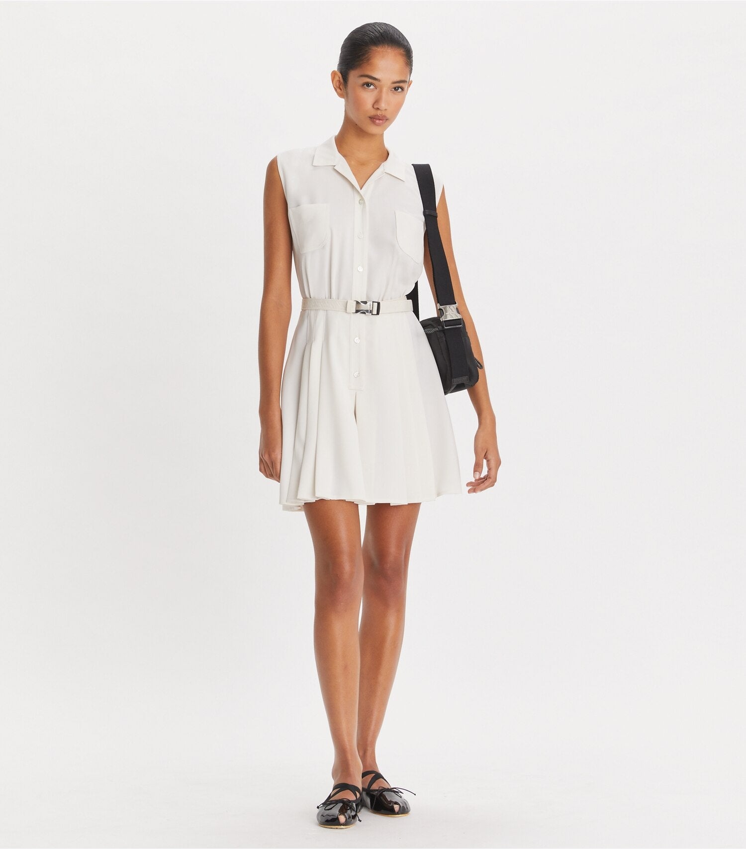 Pleated Twill Dress