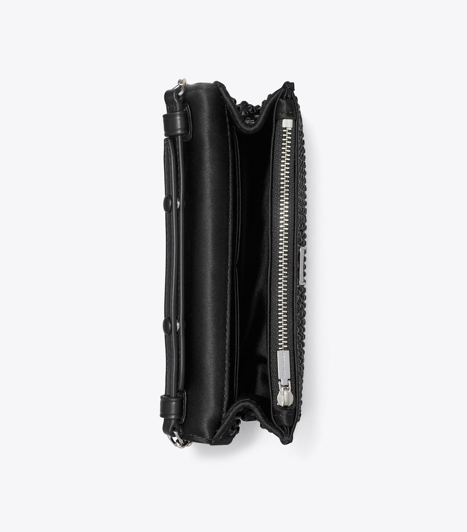 Mini Kira Satin Embellished Top-Handle Chain Wallet