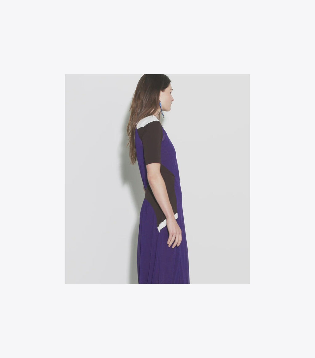 Colorblock Sheer Jersey Dress