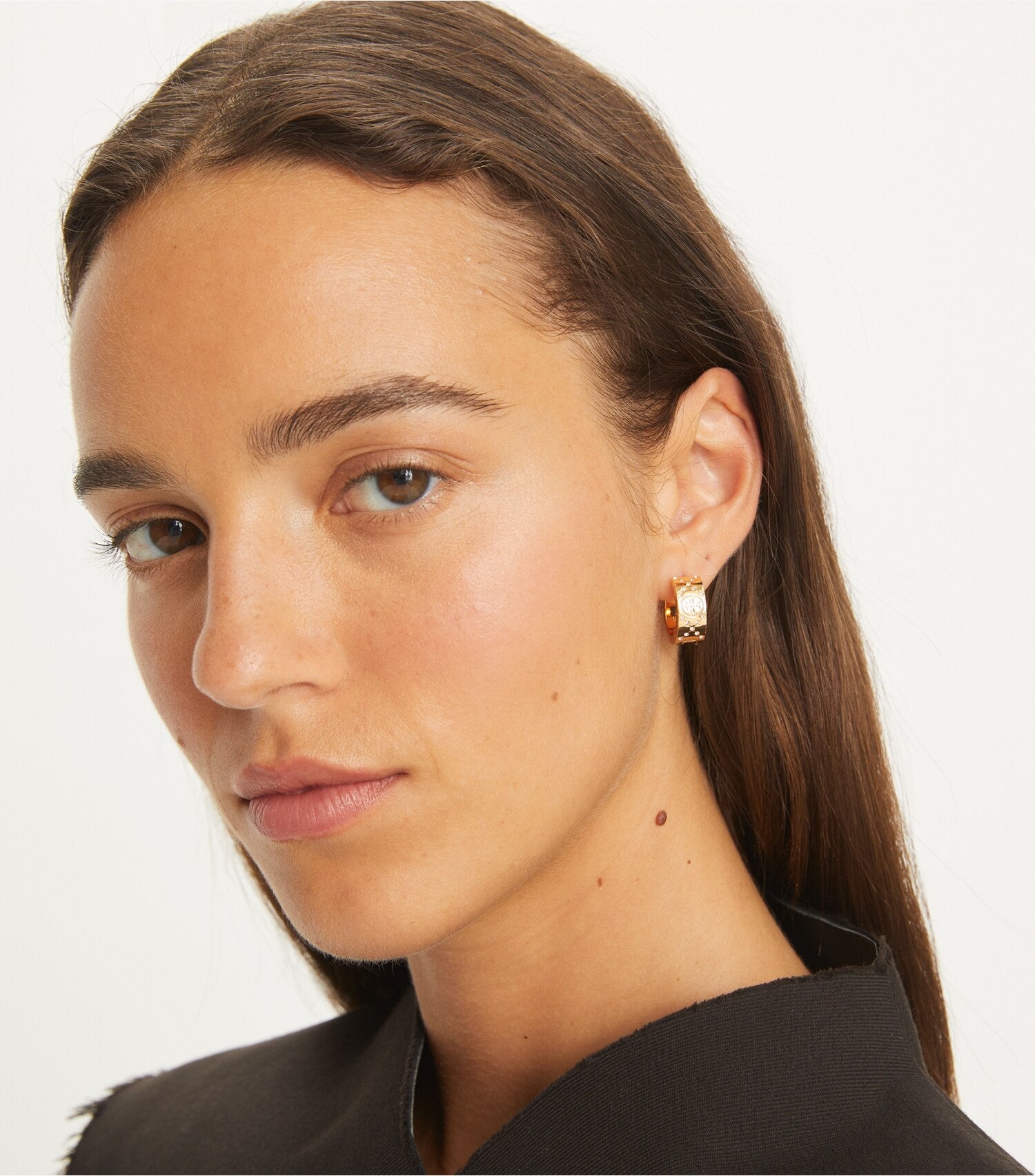 Small T Monogram Pavé Hoop Earring