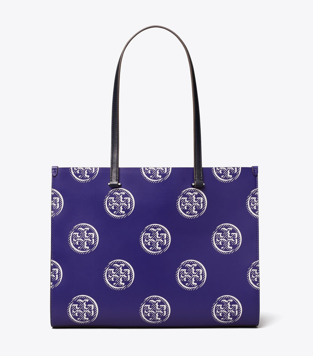 T Monogram Contrast Embossed Tote
