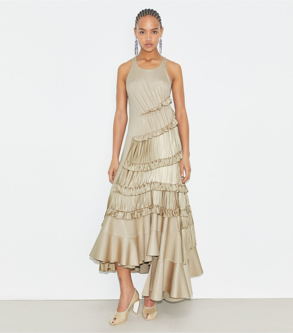 Liquid Jersey Ruffle Dress